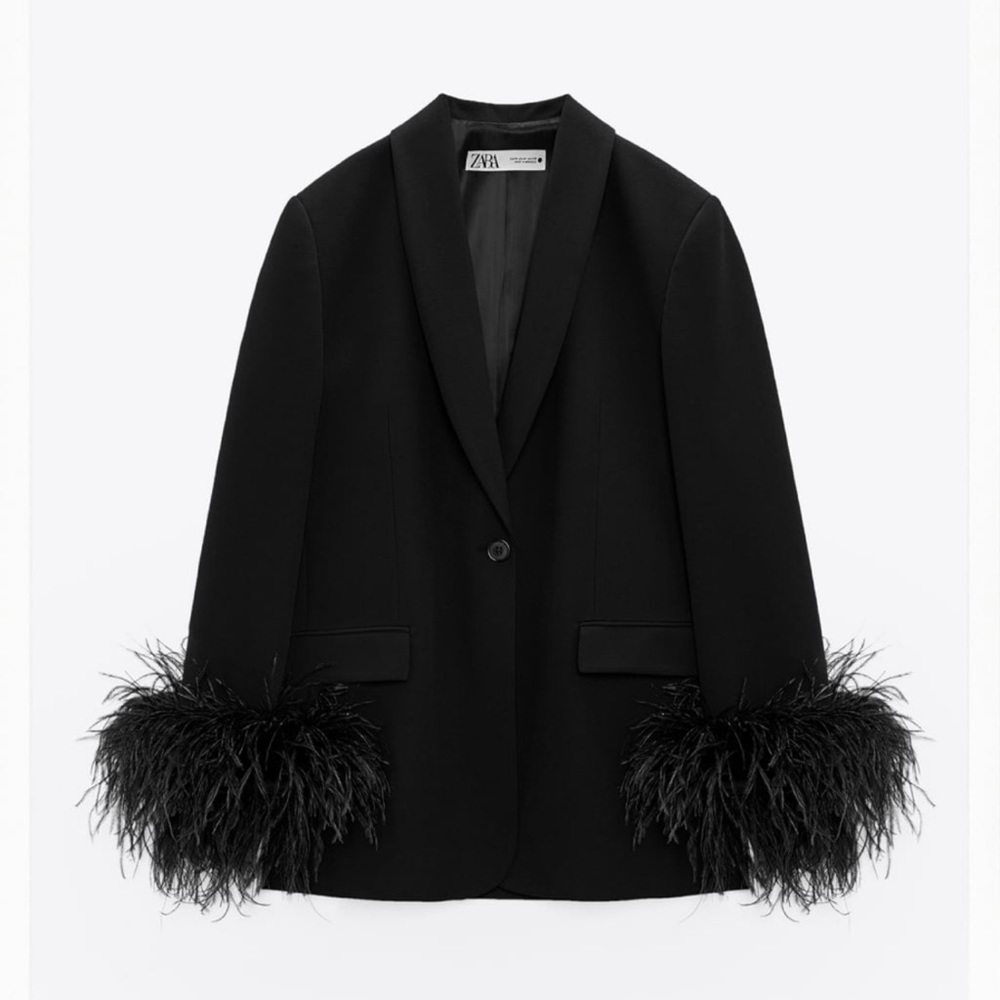 STRAIGHT CUT FEATHER BLAZER